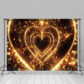 Lofaris Gold Fluorescence 3D Hearts Valentines Day Backdrop