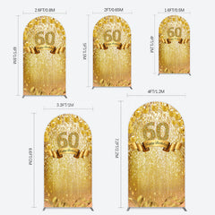 Lofaris Gold Glitter Balloons 60th Birthday Arch Backdrop