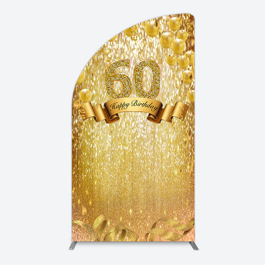 Lofaris Gold Glitter Balloons 60th Birthday Half Moon Arch Backdrop