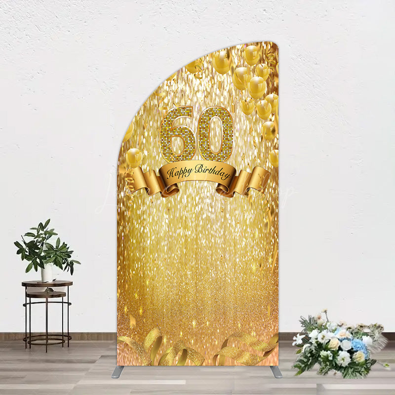 Lofaris Gold Glitter Balloons 60th Birthday Half Moon Arch Backdrop