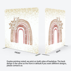 Lofaris Gold Glitter Boho Rainbow Floral Pillow Case Backdrop