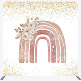 Lofaris Gold Glitter Boho Rainbow Floral Pillow Case Backdrop