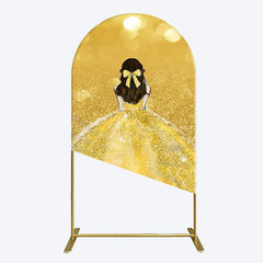 Lofaris Gold Glitter Bokeh Princess Birthday Arch Backdrop
