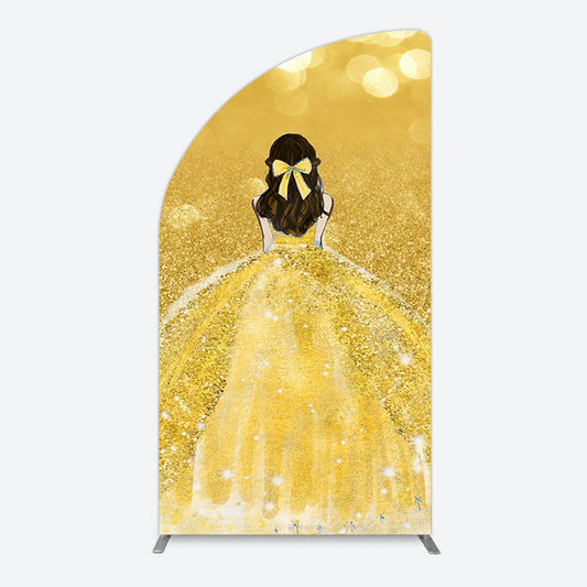Lofaris Gold Glitter Bokeh Princess Birthday Half Moon Arch Backdrop