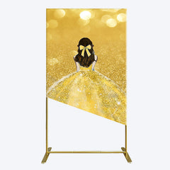 Lofaris Gold Glitter Bokeh Princess Birthday Rectangle Backdrop