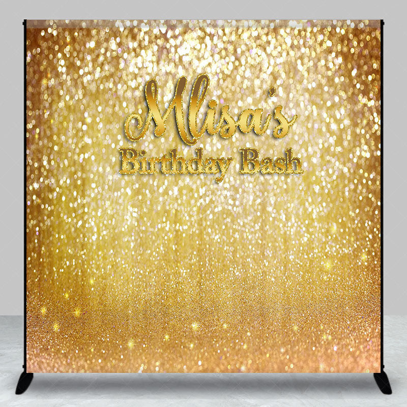 Lofaris Gold Glitter Custom Name Birthday Bash Backdrop