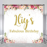 Lofaris Gold Glitter Custom Name Fabulous Birthday Backdrop