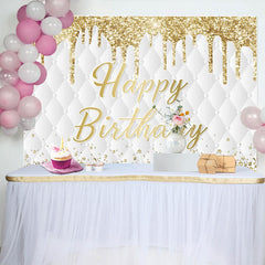 Lofaris Gold Glitter Diamonds Vibe Happy Birthday Backdrop