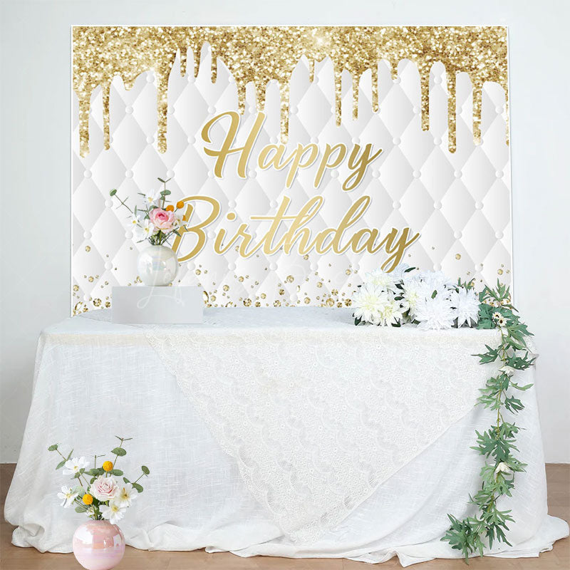 Lofaris Gold Glitter Diamonds Vibe Happy Birthday Backdrop