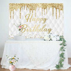 Lofaris Gold Glitter Diamonds Vibe Happy Birthday Backdrop