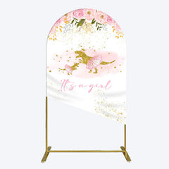 Lofaris Gold Glitter Dinosaur Floral Baby Shower Arch Backdrop