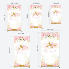 Lofaris Gold Glitter Dinosaur Floral Baby Shower Rectangle Backdrop