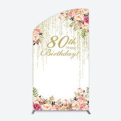 Lofaris Gold Glitter Floral 80th Birthday Arch Backdrop