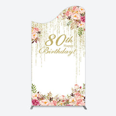 Lofaris Gold Glitter Floral 80th Birthday Arch Backdrop