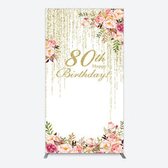 Lofaris Gold Glitter Floral 80th Birthday Arch Backdrop