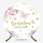 Lofaris Gold Glitter Floral Round Congrats Graduation Backdrop