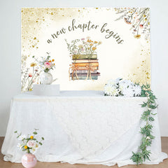 Lofaris Gold Glitter New Chapter Begins Baby Shower Backdrop