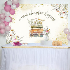 Lofaris Gold Glitter New Chapter Begins Baby Shower Backdrop
