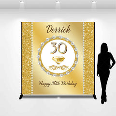 Lofaris Gold Glitter Pearl Custom Name 30th Birthday Backdrop