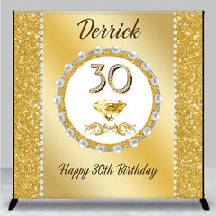 Lofaris Gold Glitter Pearl Custom Name 30th Birthday Backdrop