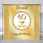Lofaris Gold Glitter Pearl Custom Name 60th Birthday Backdrop