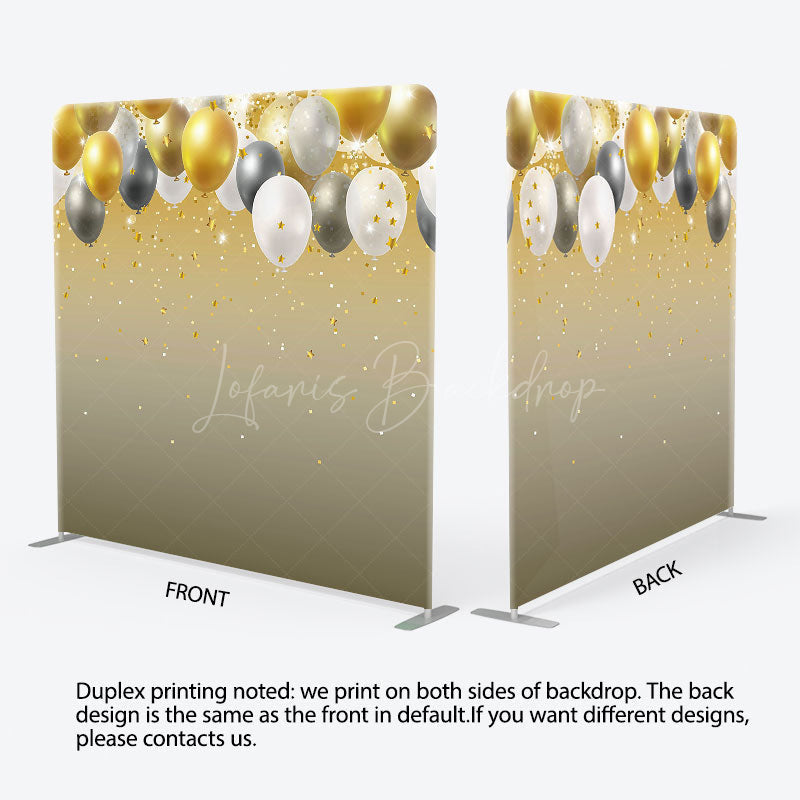 Lofaris Gold Grey Balloons Birthday Pillow Cover Backdrop