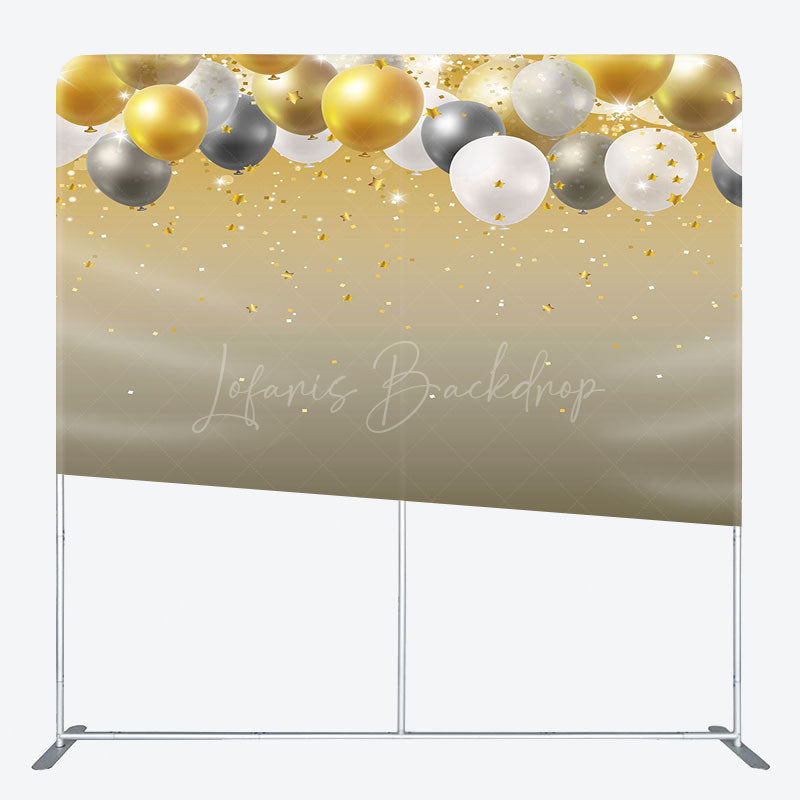 Lofaris Gold Grey Balloons Birthday Pillow Cover Backdrop