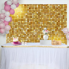 Lofaris Gold Heart Sequins Glitter Happy Birthday Backdrop