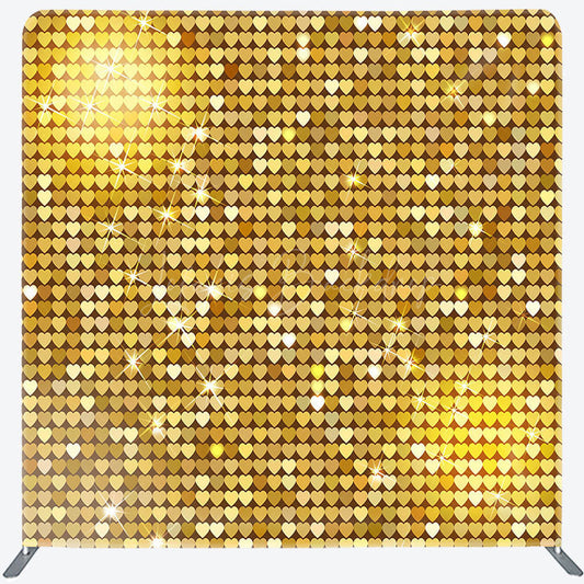 Lofaris Gold Hearts Sequins Glitter Square Tension Backdrop
