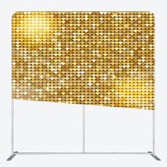 Lofaris Gold Hearts Sequins Glitter Square Tension Backdrop