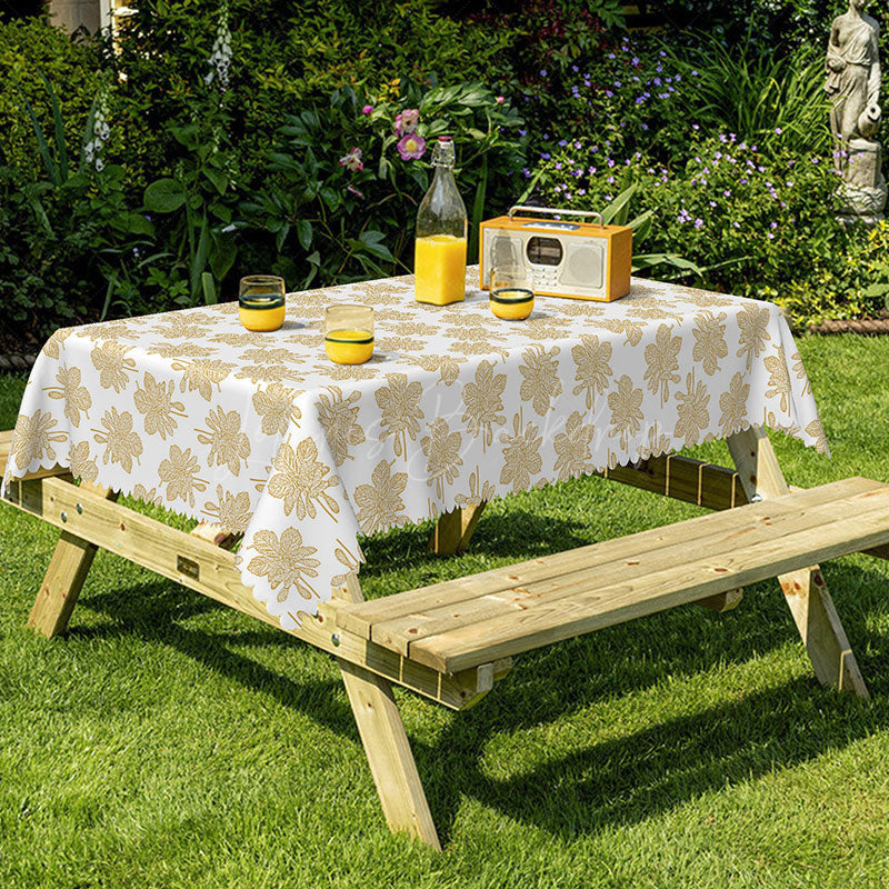Lofaris Gold Leaf Print Home Party Rectangular Tablecloth