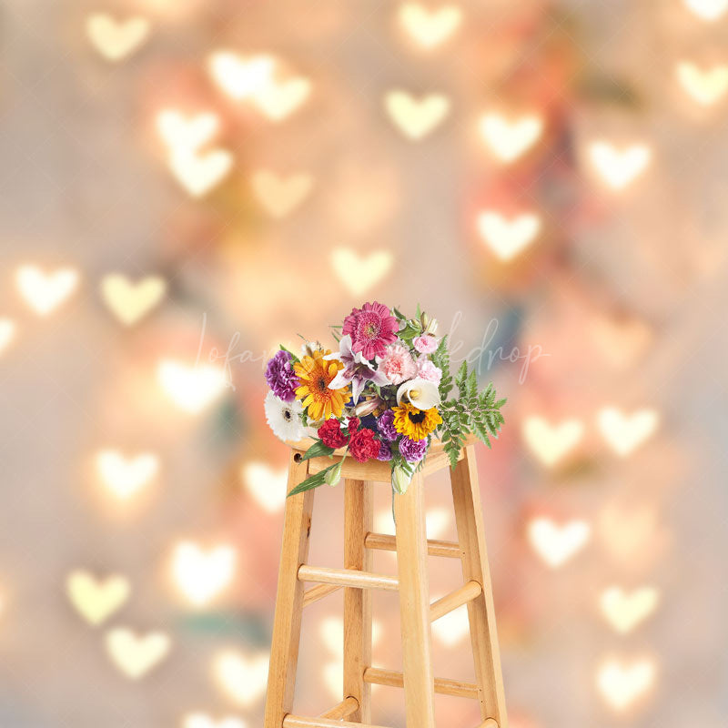 Lofaris Gold Love Light Bokeh Happy Valentines Day Backdrop