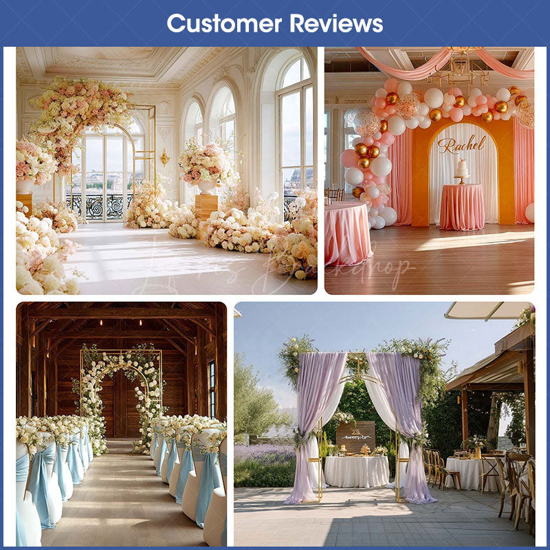 Lofaris Gold Metal Heavy Duty Rectangular Arch Stand 3D in Arc de Triomphe Style Floral Balloon Frame Wedding