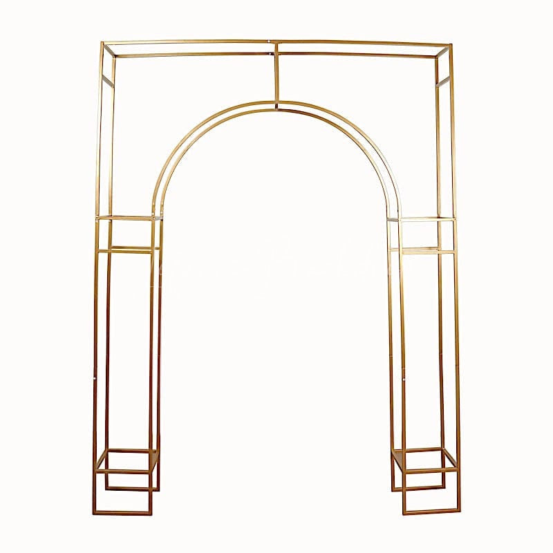 Lofaris Gold Metal Heavy Duty Rectangular Arch Stand 3D in Arc de Triomphe Style Floral Balloon Frame Wedding