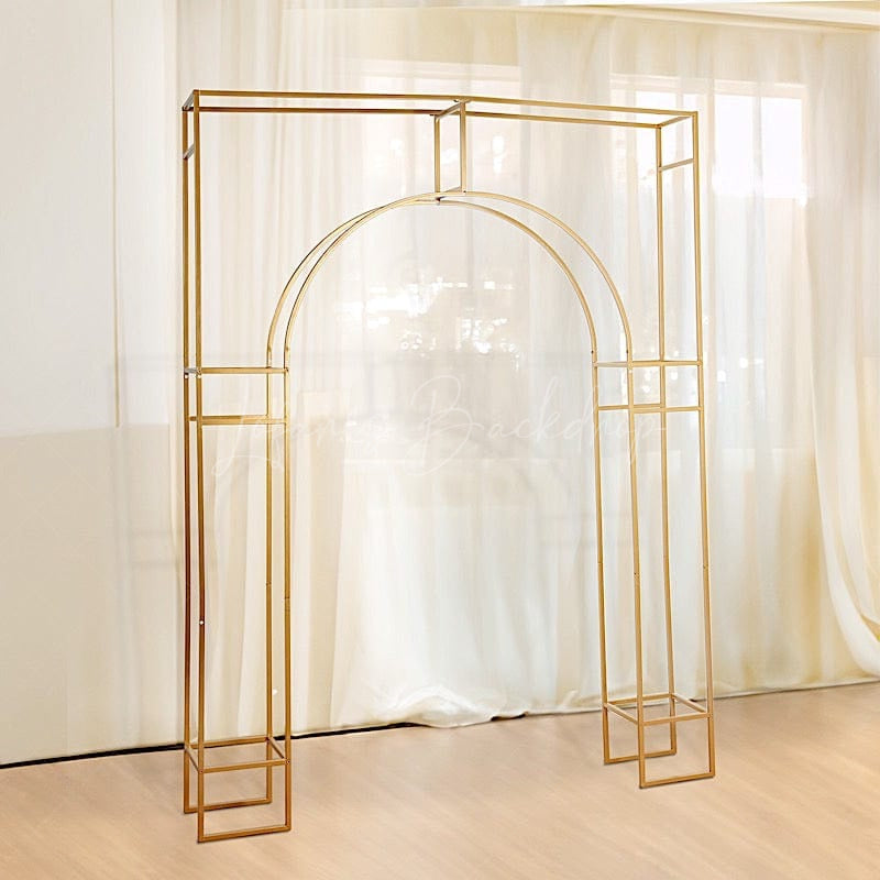 Lofaris Gold Metal Heavy Duty Rectangular Arch Stand 3D in Arc de Triomphe Style Floral Balloon Frame Wedding
