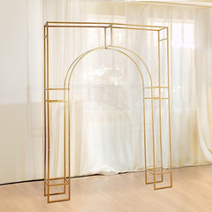 Lofaris Gold Metal Heavy Duty Rectangular Arch Stand 3D in Arc de Triomphe Style Floral Balloon Frame Wedding