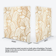 Lofaris Gold Metallic Abstract Leaf Pattern Tension Fabric Backdrop Elegant White Botanical Photography Background