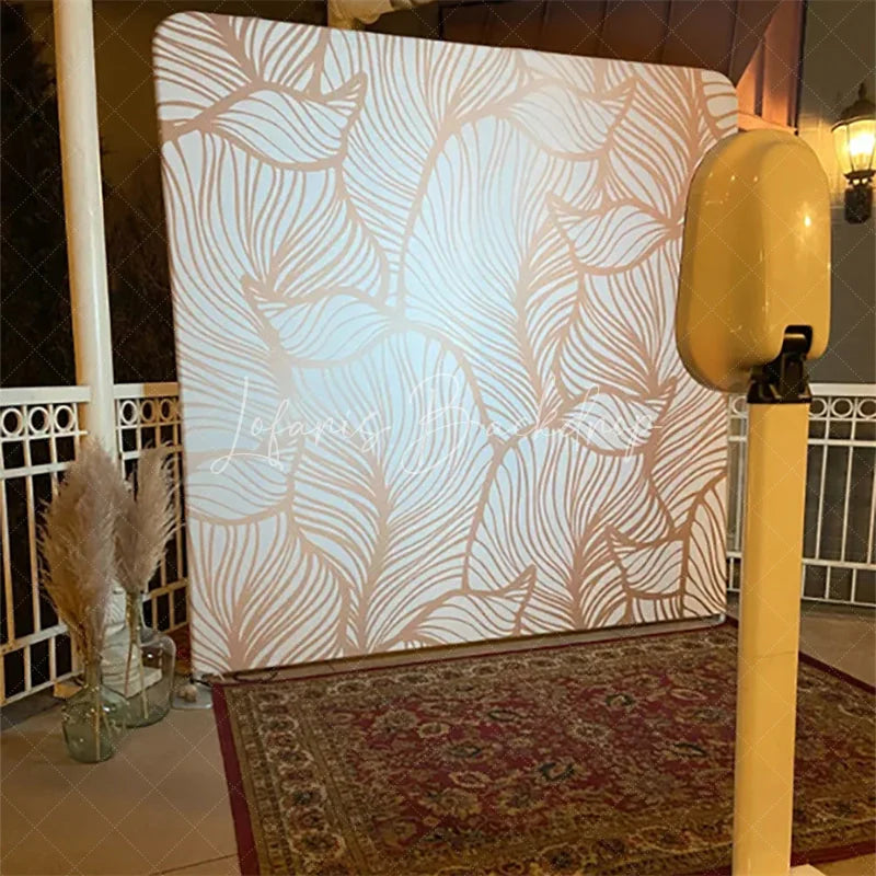 Lofaris Gold Metallic Abstract Leaf Pattern Tension Fabric Backdrop Elegant White Botanical Photography Background