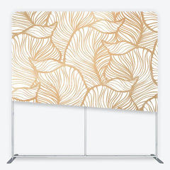 Lofaris Gold Metallic Abstract Leaf Pattern Tension Fabric Backdrop Elegant White Botanical Photography Background