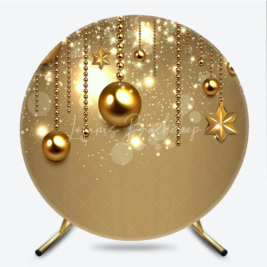 Lofaris Gold Ornament Sparkle Round Backdrop Luxury Christmas Bokeh Photography Background