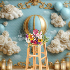 Lofaris Gold Pattern Candle Hot Air Ballon Photography Backdrop