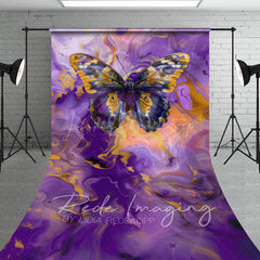 Lofaris Gold Purple Abstract Butterfly Fine Art Sweep Backdrop