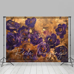 Lofaris Gold Purple Abstract Floral Fine Art Photo Backdrop