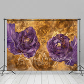 Lofaris Gold Purple Abstract Floral Photography Backdrop