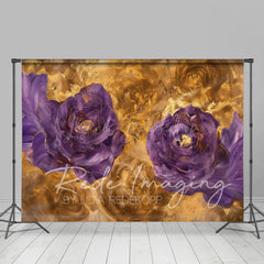 Lofaris Gold Purple Abstract Floral Photography Backdrop