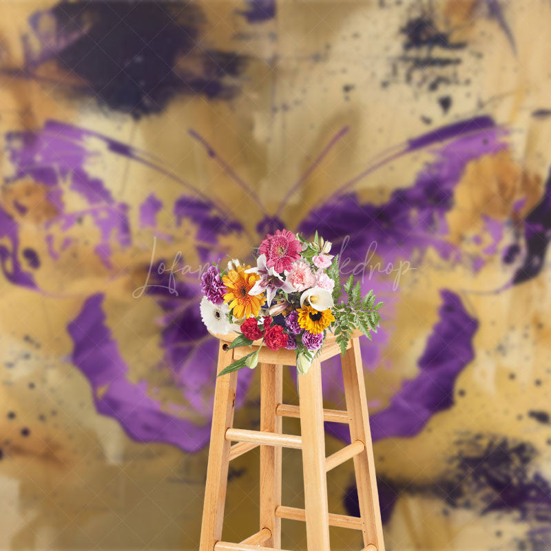 Lofaris Gold Purple Faded Abstract Butterfly Photo Backdrop