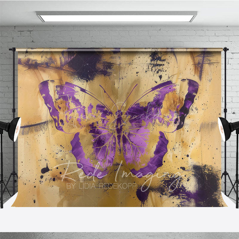 Lofaris Gold Purple Faded Abstract Butterfly Photo Backdrop