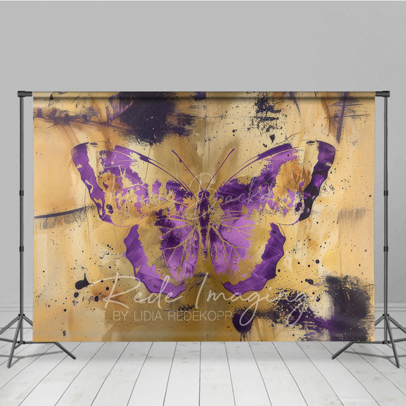Lofaris Gold Purple Faded Abstract Butterfly Photo Backdrop