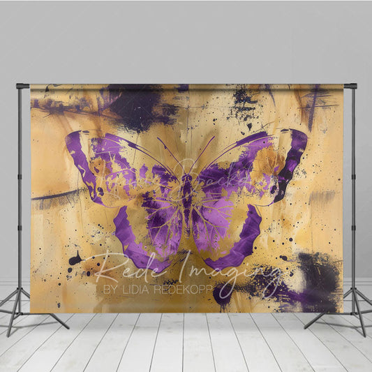 Lofaris Gold Purple Faded Abstract Butterfly Photo Backdrop