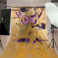Lofaris Gold Purple Faded Abstract Butterfly Sweep Backdrop
